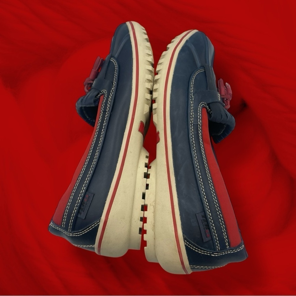 L.L Bean Bar Harbor Slip On Moccasins Blue Red 290695 Size 11 Casual - Picture 11 of 15